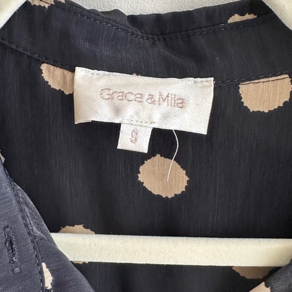 Grace & Mila Gold and Black Polka Dot Button Down Shirt, Size Small - Picture 8 of 16